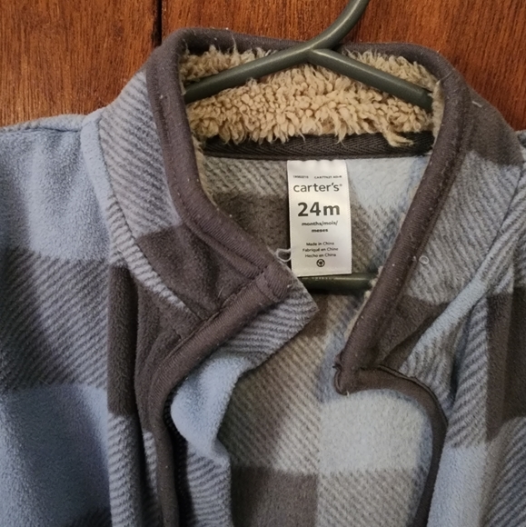 Carters Fleece Zipup Onesie - Picture 2 of 4